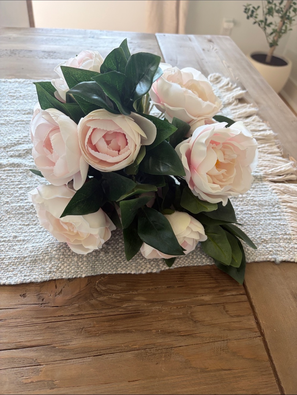 Pottery Barn Soft Pink and White Peony Faux Bouquet
